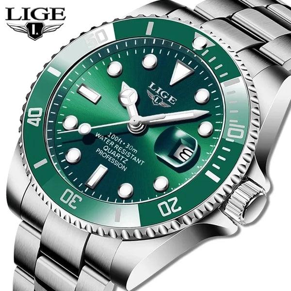 LIGE Luxury Sports Watch 30ATM Waterproof