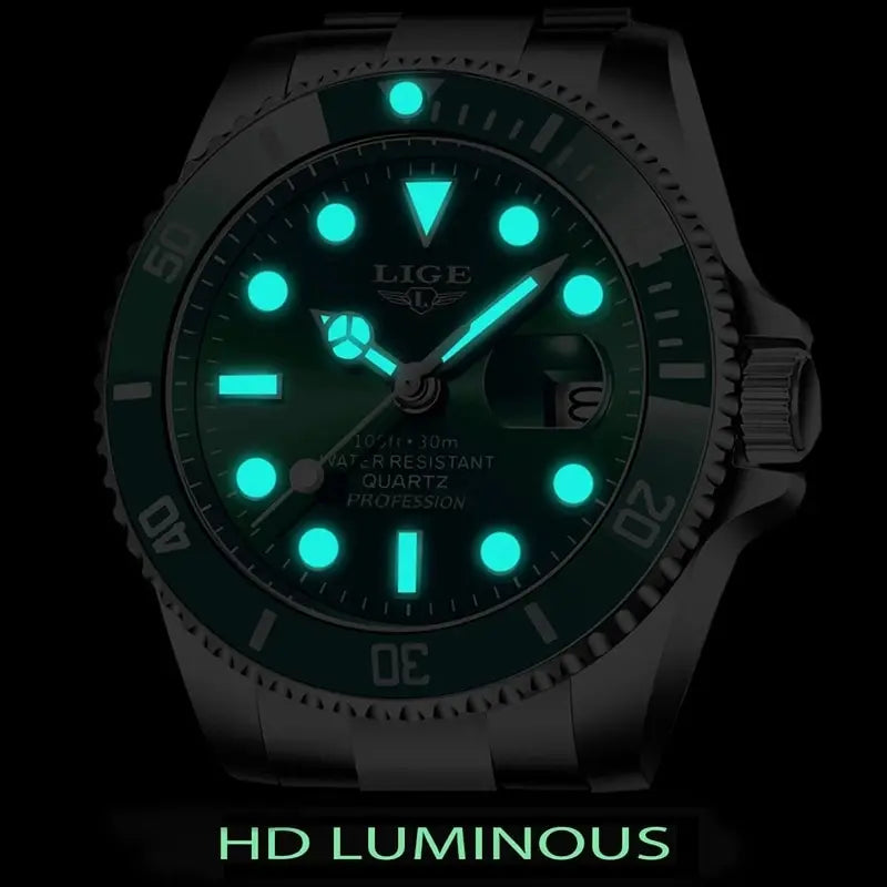 LIGE Luxury Sports Watch 30ATM Waterproof