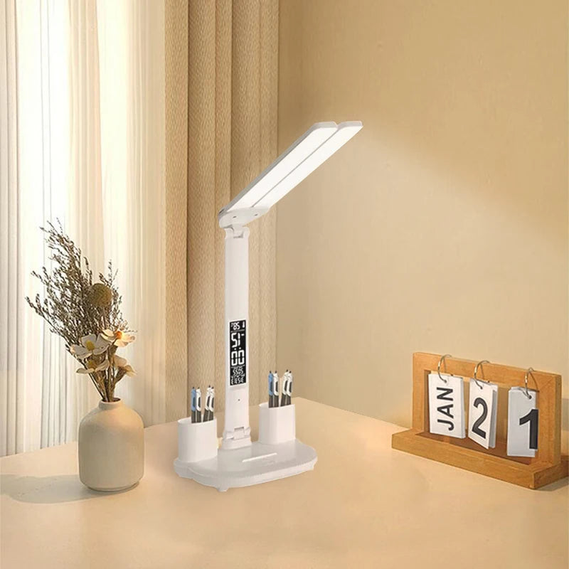 LED Clock Table Lamp USB Chargeable